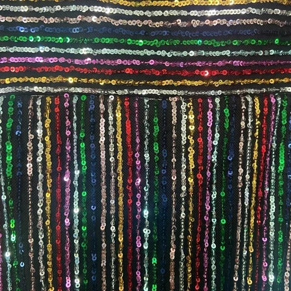 Altar'd State size M Braelynn rainbow sequin mini dress w/ adjustable straps EUC - Picture 7 of 8